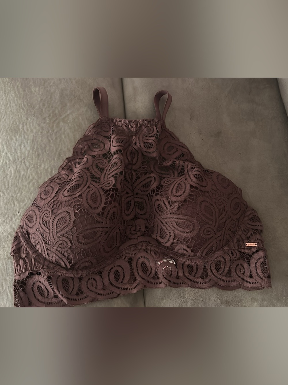 PINK Victoria's Secret High-Neck Lace Bralette in Mauve